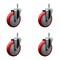 Service Caster 5'' Red Polyurethane Wheel Swivel 7/16'' Grip Ring Stem Caster Set, 4PK SCC-GR20S514-PPUB-RED-716138-4 - alternate 1